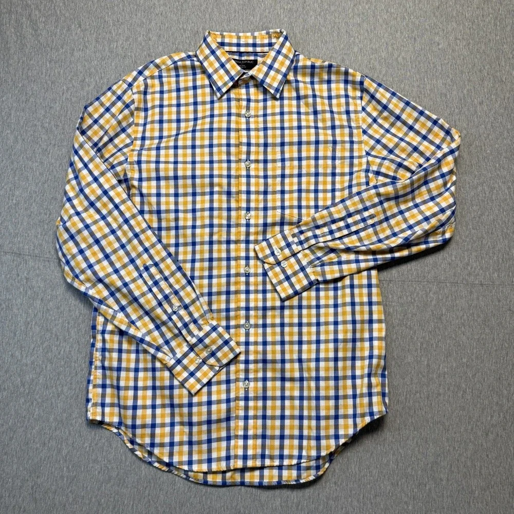 Banana Republic Shirt Mens M Multicolor Plaid Non Iron Button-Up Long Sleeve